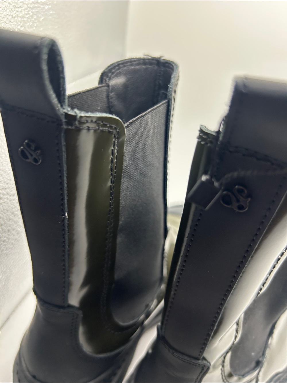 Scotch & Soda olive green leather and black combat boots Connie size 7.5 US moto - Picture 6 of 9